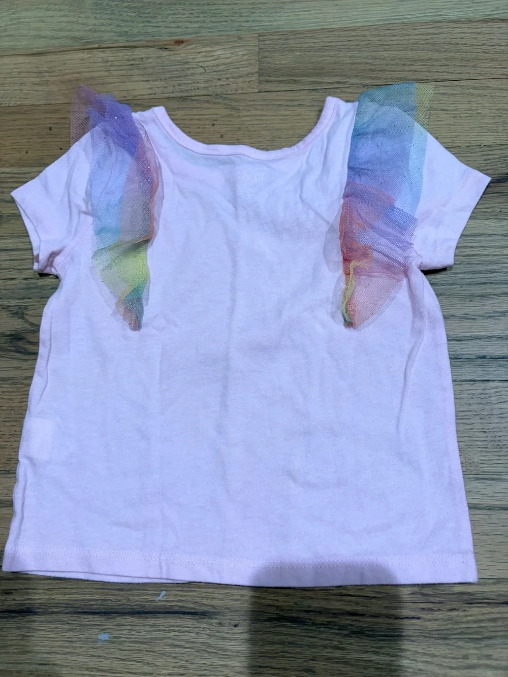 Toddler girl light pink tulle ruffle tshirt